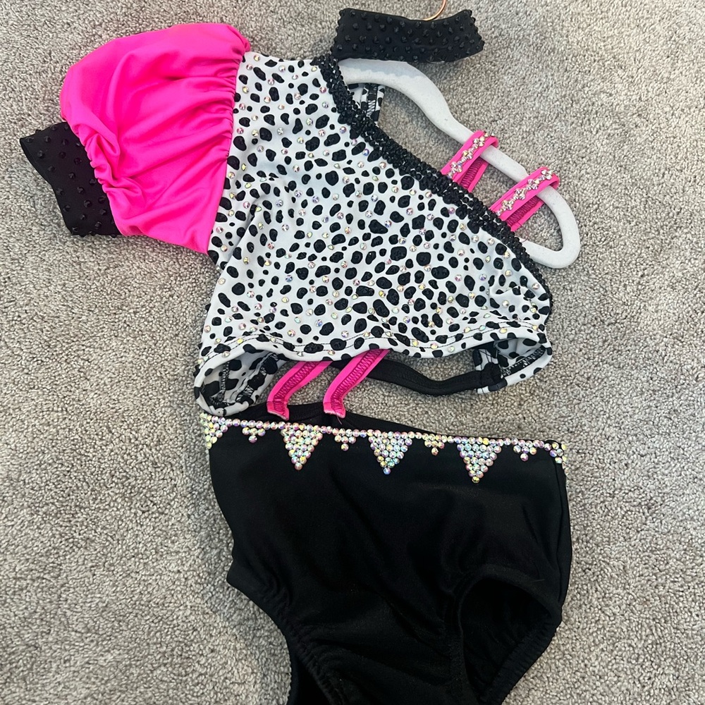Pink and Black dotted Dance Costume